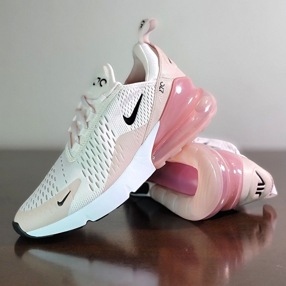 Nike Air Max 270 Light Soft Pink Women's Shoes Black White AH6789 604 Running